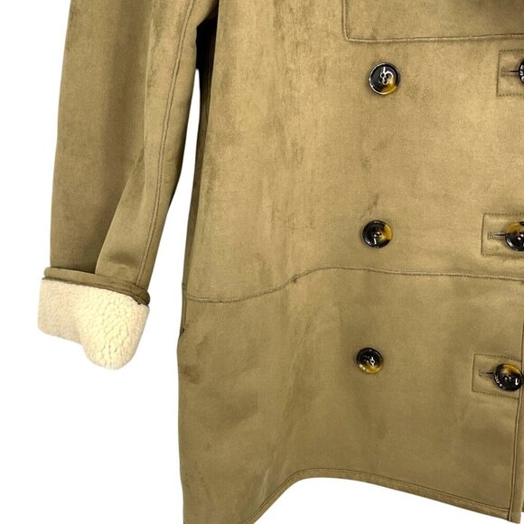 NWT Tuckernuck French Gray Suede Thayer Coat Size M Faux Sherpa Collar - Picture 3 of 11